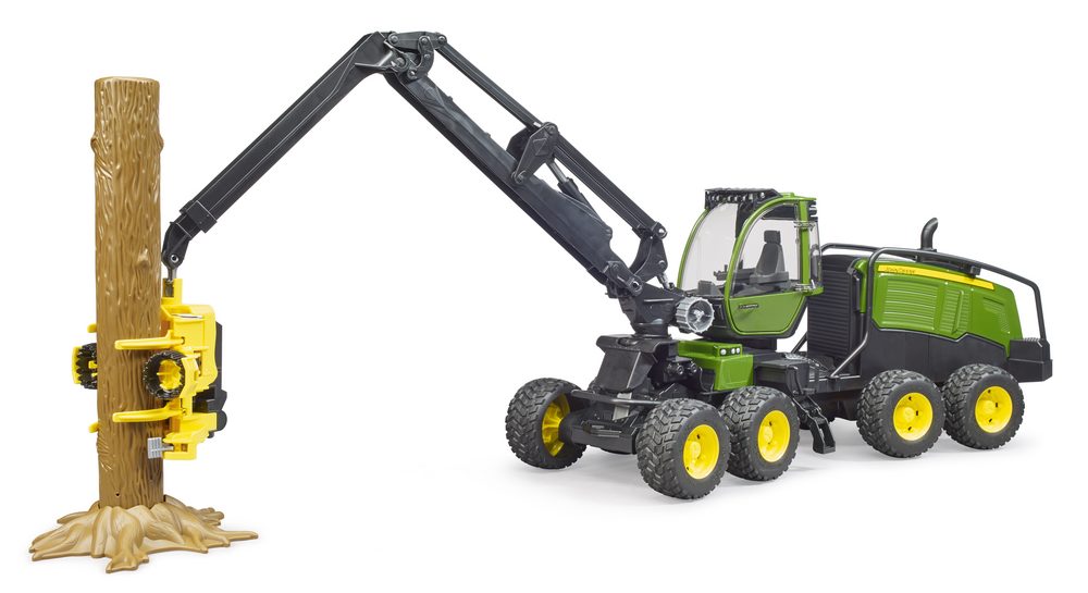 John Deere 1270G harvester with tree trunk — Bruder 02135