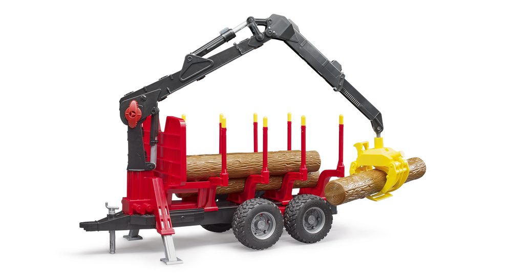 Forestry trailer with loading crane and grab — Bruder 02252