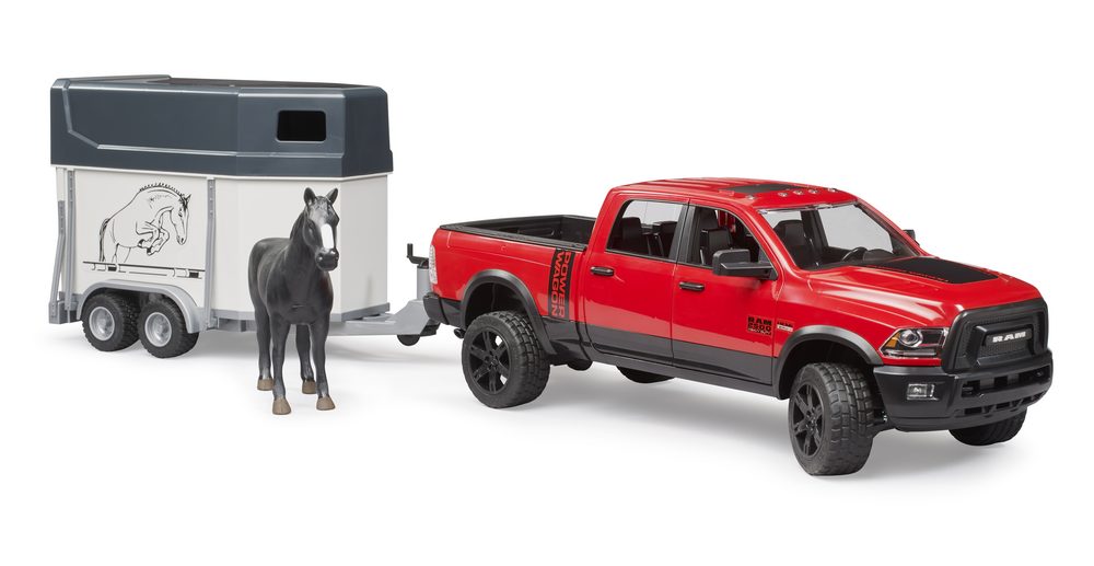 RAM 2500 Power Wagon with horse trailer and horse — Bruder 02501