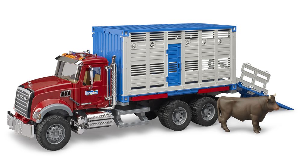 MACK Granite Cattle transportation truck with 1 cattle — Bruder 02830