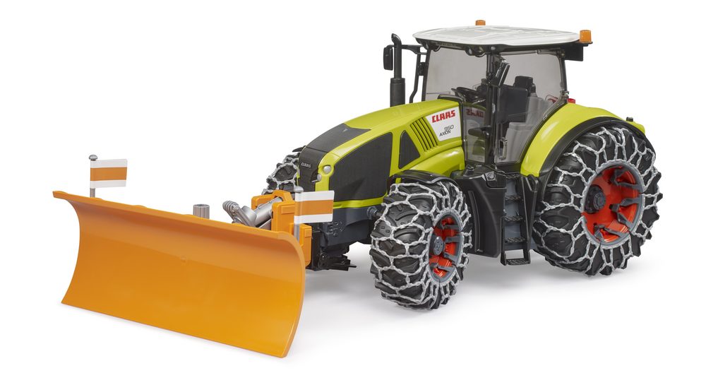 Claas Axion 950 with Snow Chains and Plough Blade — Bruder 03018